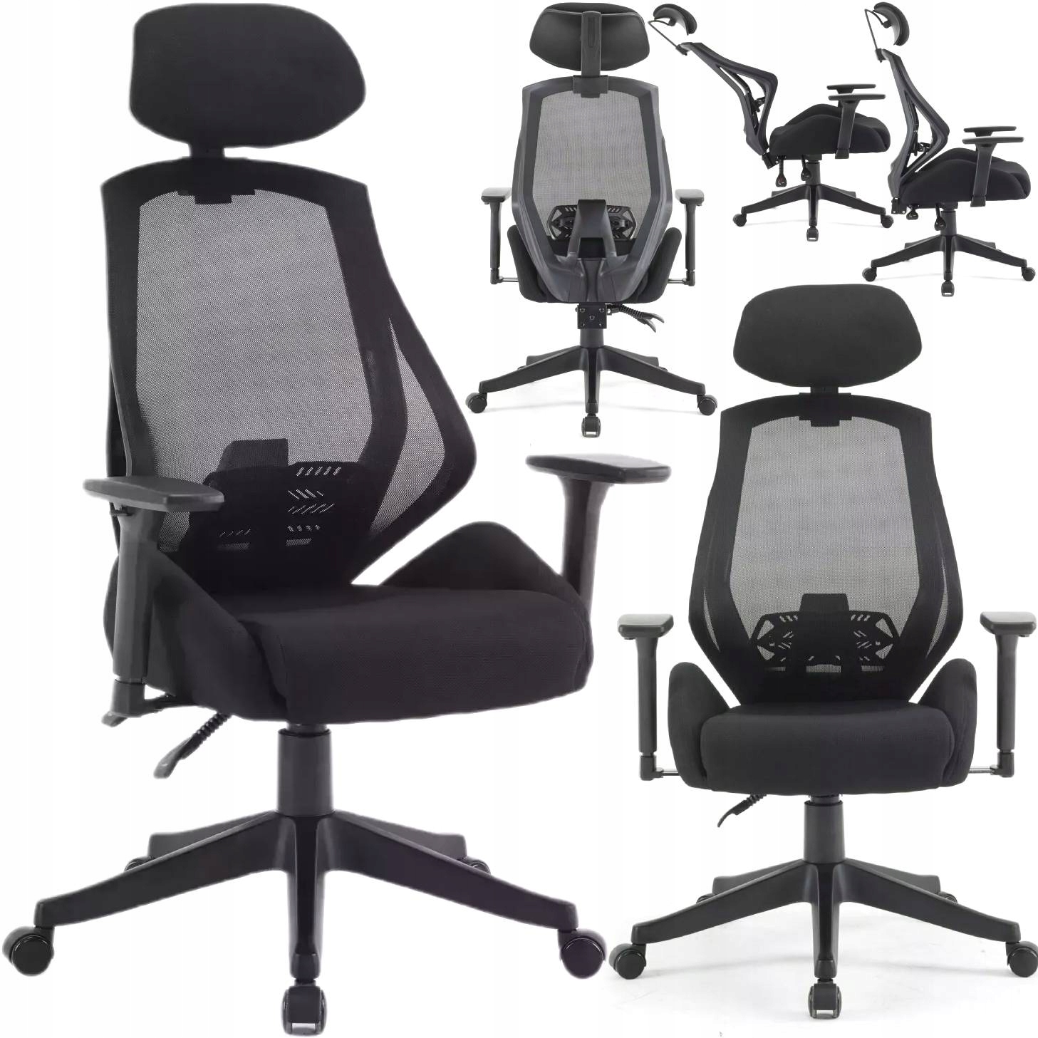 Ergonomiczny Fotel Obrotowy Bhp Multiblock Czarny Z Zagłówkiem Q-406 Signal