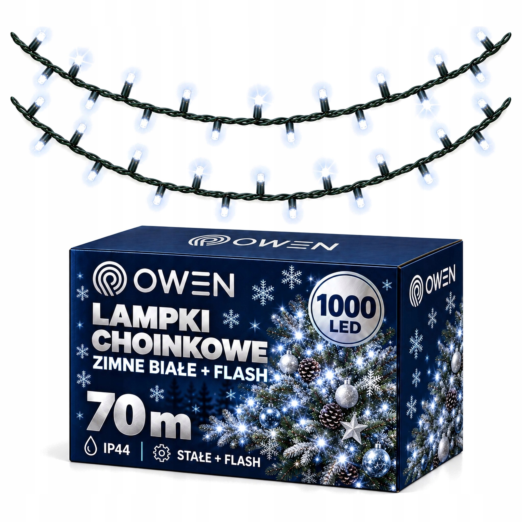 Vánoční Osvětlení Na Stromeček 1000 Led Bílé Studené Flash 70 m Venkovní Silný kabel