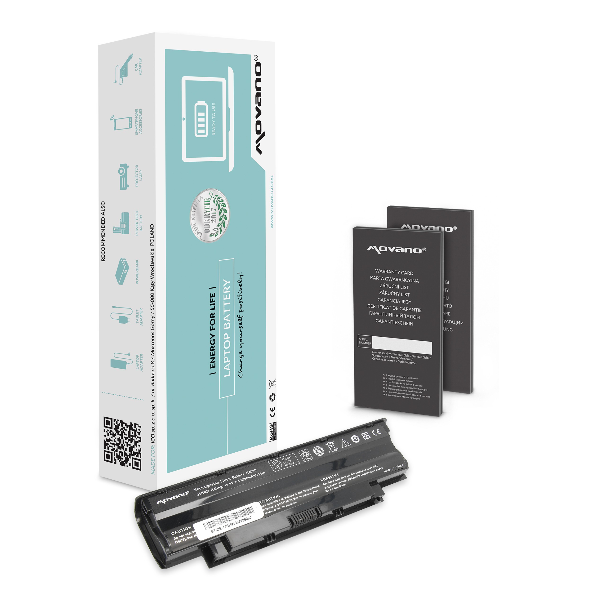 Baterie Movano pro Dell 13R, 14R, 15R (6600 mAh)