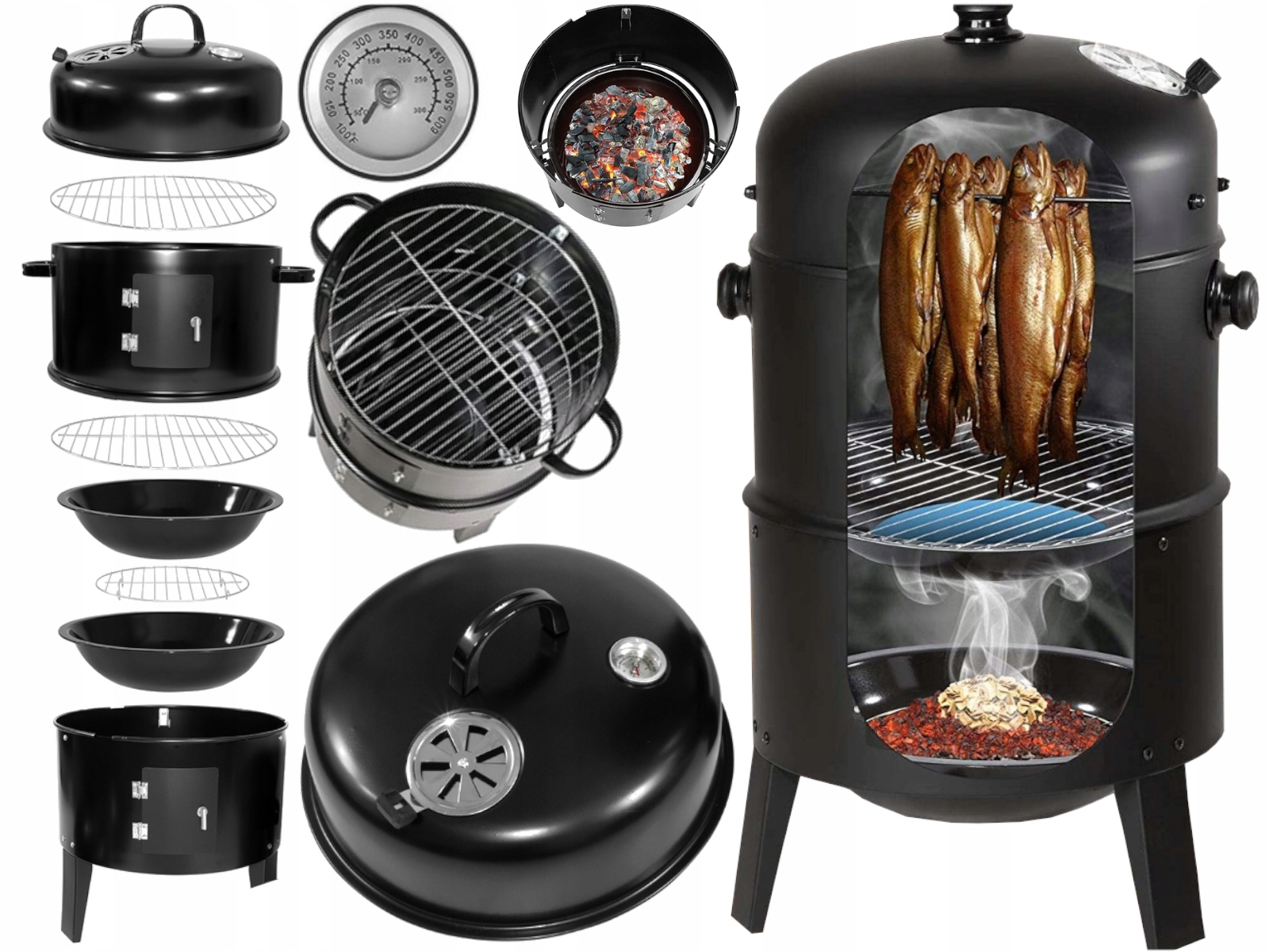 Grill Węglowy Wędzarnia 6w1 Duży I Przenośny XL