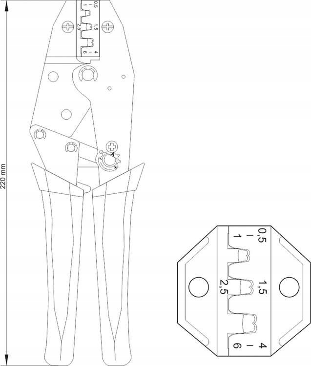 PRASKA ZACISKARKA DO KONEKTORÓW 0,5 - 6,0mm YATO Kolor czerwony