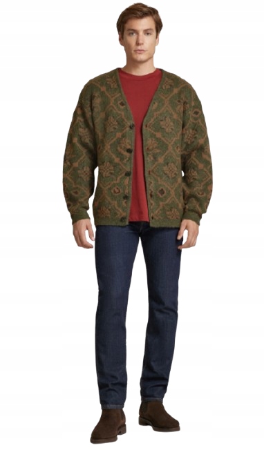 Jack&jones Zelený Pánský Svetr Kardigan Norský Vzor L N1D