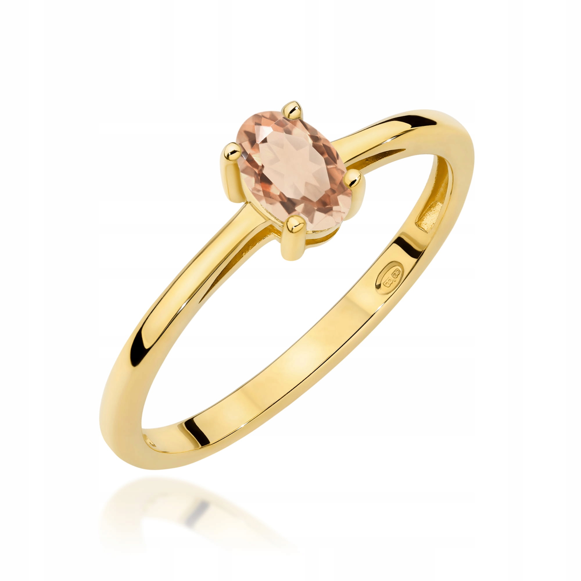 Zlatý prstýnek 585 s morganitem 0.40 ct, oválný, pro zásnuby, šperky