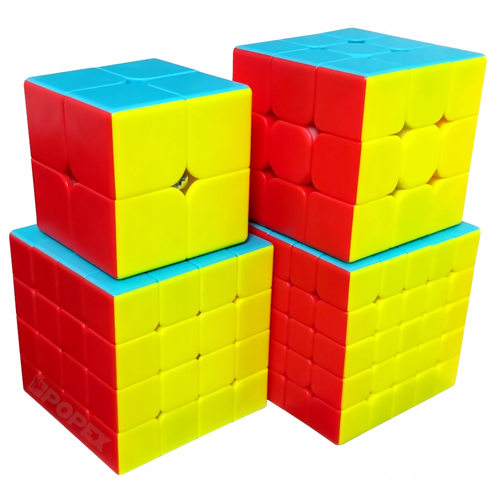 PREZENTOWY ZESTAW 4 KOSTKI UKŁADANKI DLA DZIECI 2x2 3x3 4x4 5x5 + ALGORYTMY