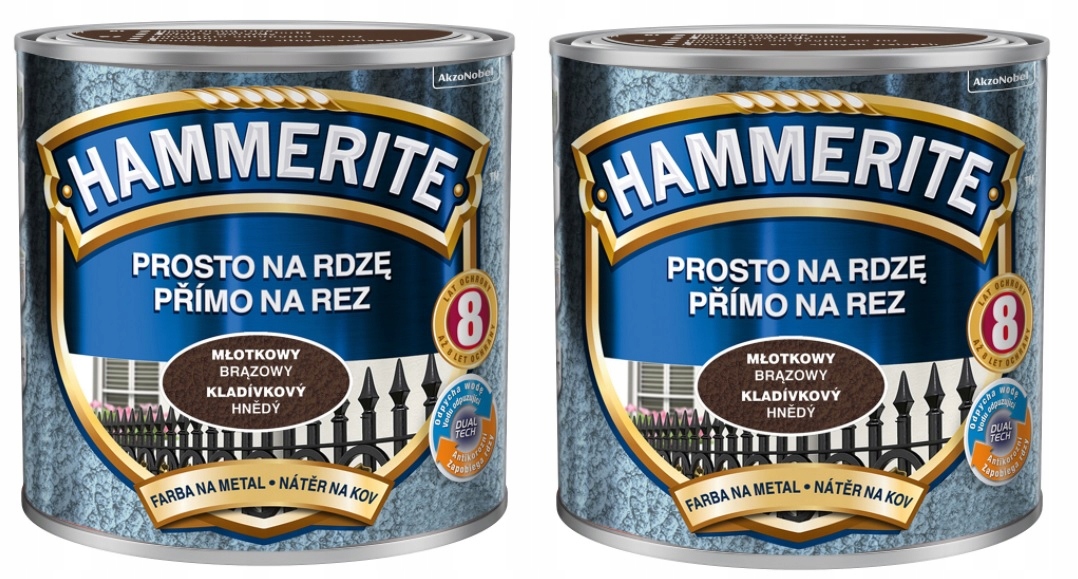 Hammerite Na Rdzę Farba Do Metalu Zestaw Brązowy Młotkowy 5L