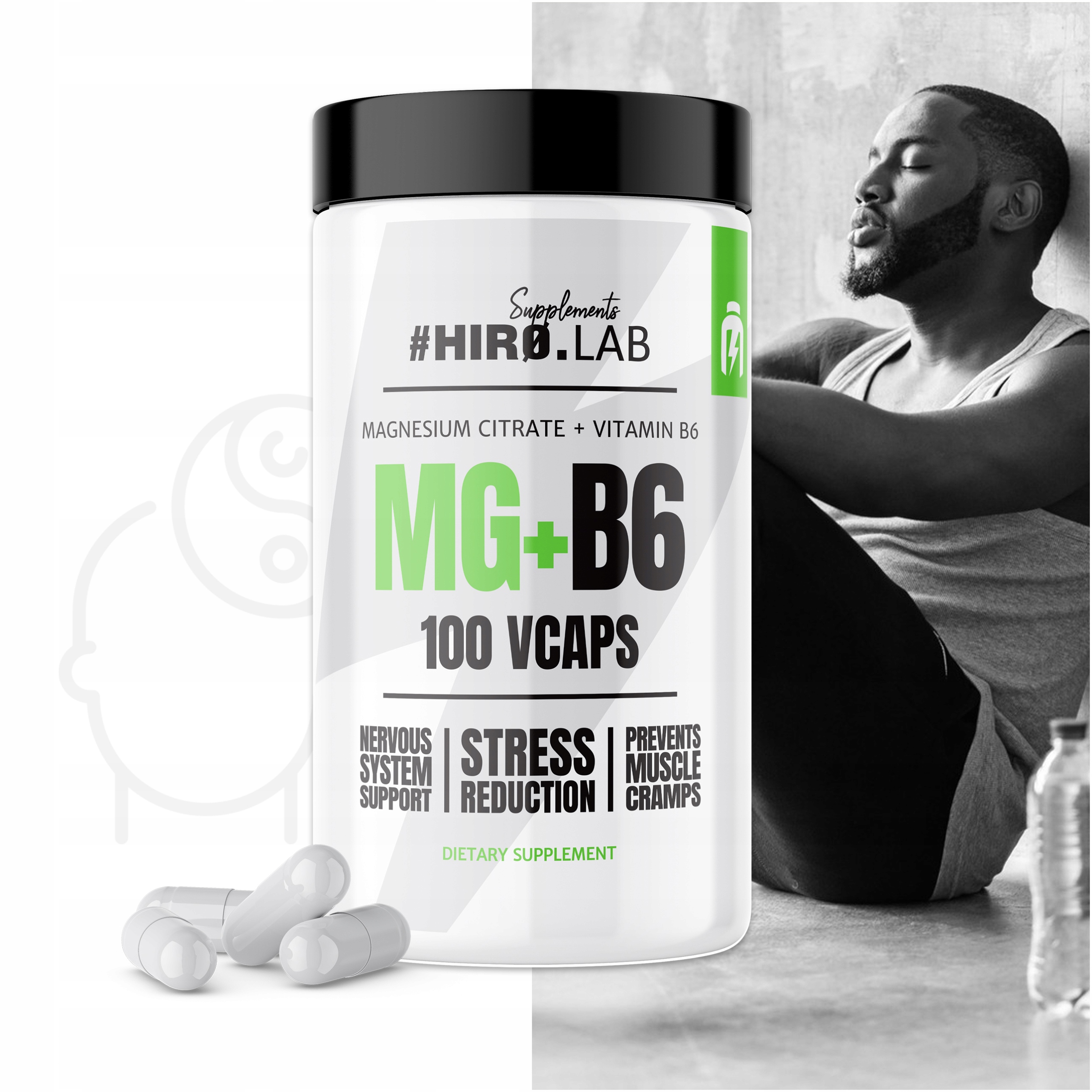 Magnez Witamina B6 100k SKURCZE MIĘŚNI STRES HIRO Producent Hiro.Lab