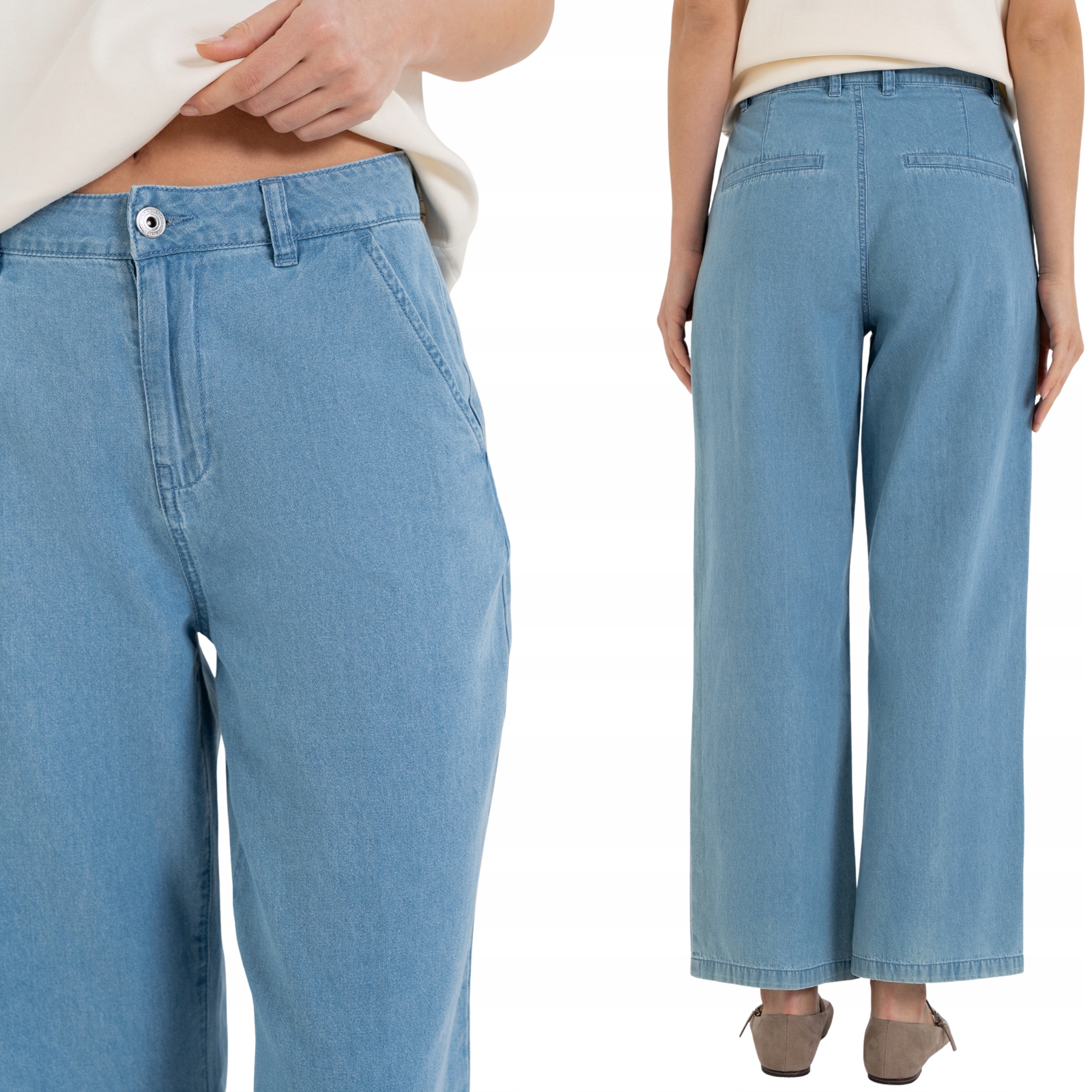 Spodnie Damskie Jeansowe Wysoki Stan Casual Moraj 40