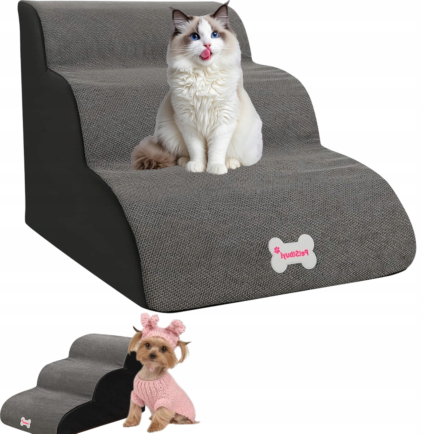 Levně Schody Pro Psa Odnímatelný Potah, Pěnové Schody Pro Psa Na Gauč