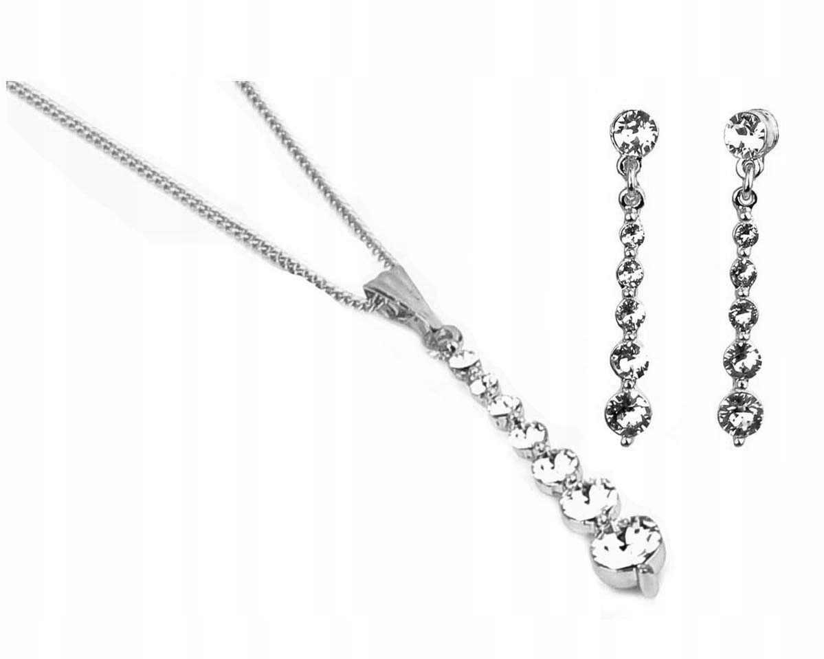 Sada elegantních stříbrných šperků s krystaly, odolná sada Colibra