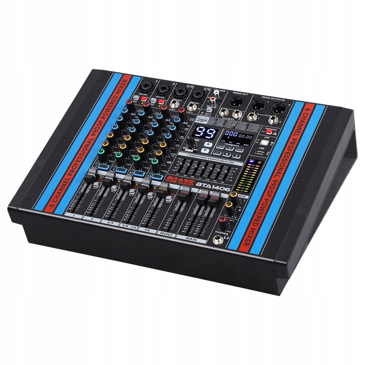 Mixér s zesilovačem BTA1406 Brass Tone Audio Pc Bt Usb MP3 2x350W Rms 4Oh