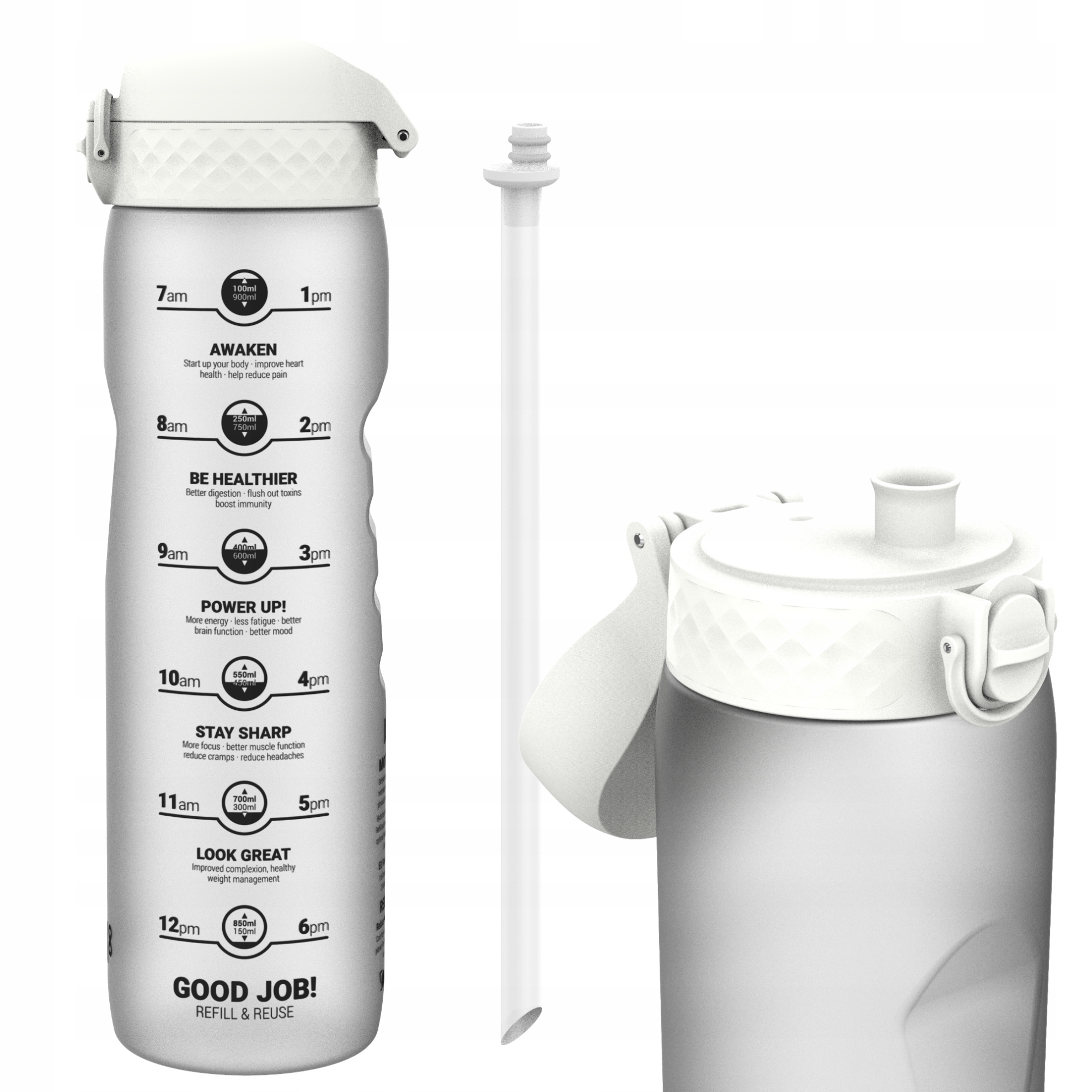 Bidon Ze Słomką Motywacyjny Motivator Z Rurką Sportowy Ustnik ION8 1 L