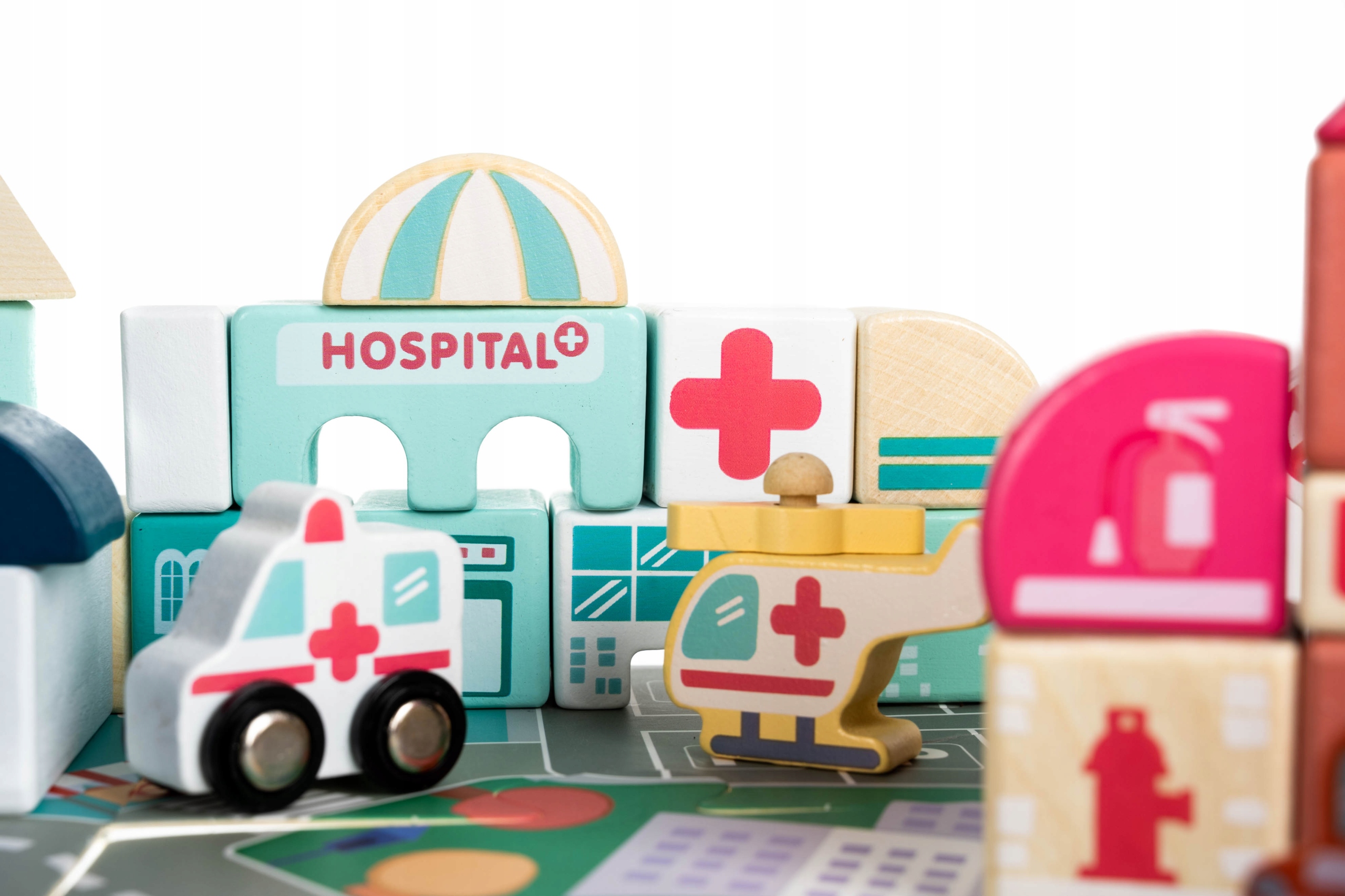 Drewniane klocki Miasto auta 115 elementów Rodzaj zestaw