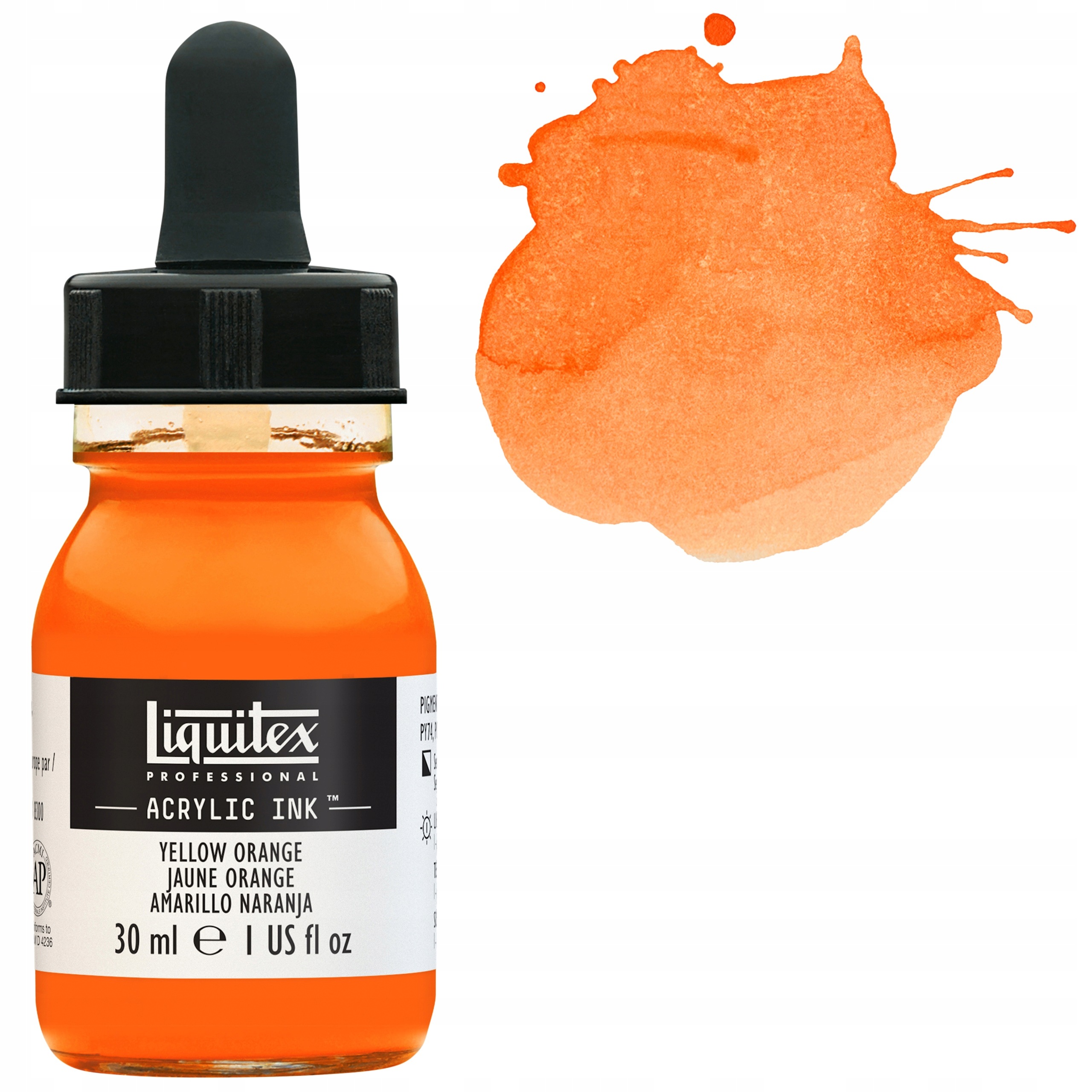 Tusz akrylowy Liquitex Acrylic Ink atystyczna pipeta 30ml Yellow Orange 298