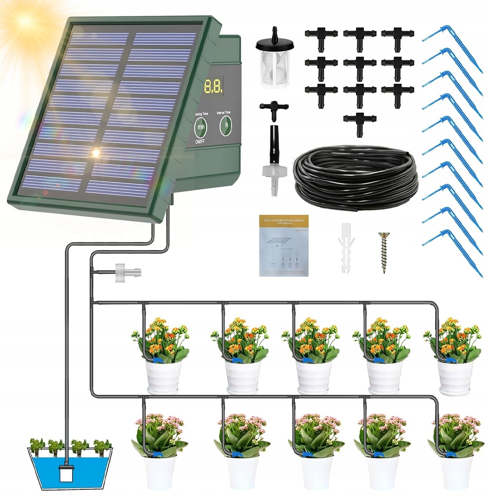 Solarny System Nawadniania Automatyczny Do Roślin Doniczek Donicach Zestaw