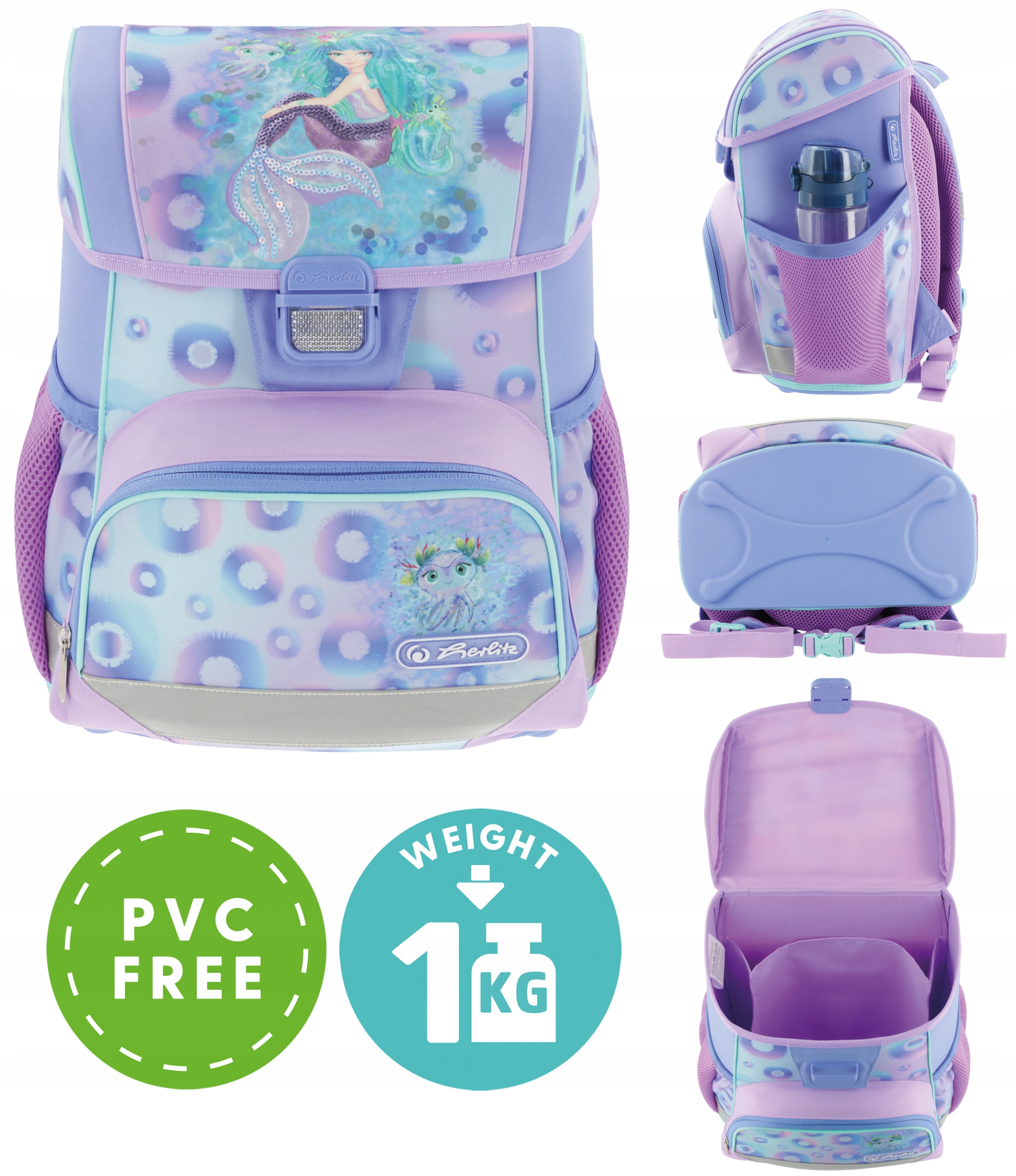 TORNISTER SZKOLNY HERLITZ LOOP PLUS MYSTIC MERMAID DLA DZIEWCZYNKI Kolor Odcienie fioletu