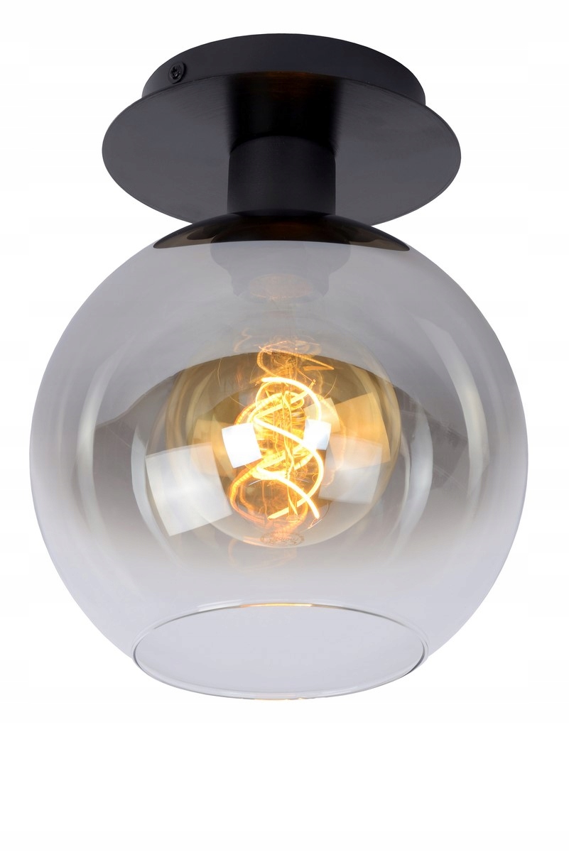 Stropná lampa čierna sklenená dymová guľa spot moderná Lucide