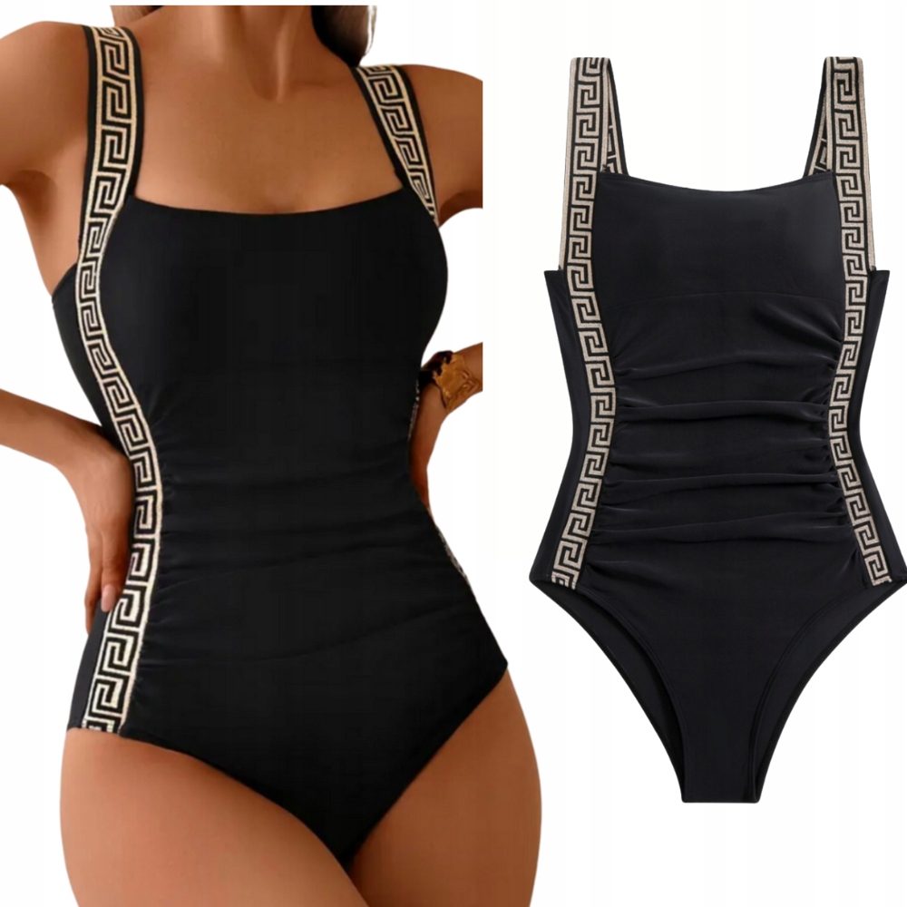 Wyszczuplający Strój Kąpielowy Jednoczęściowy Kostium Damski Czarny XL 42