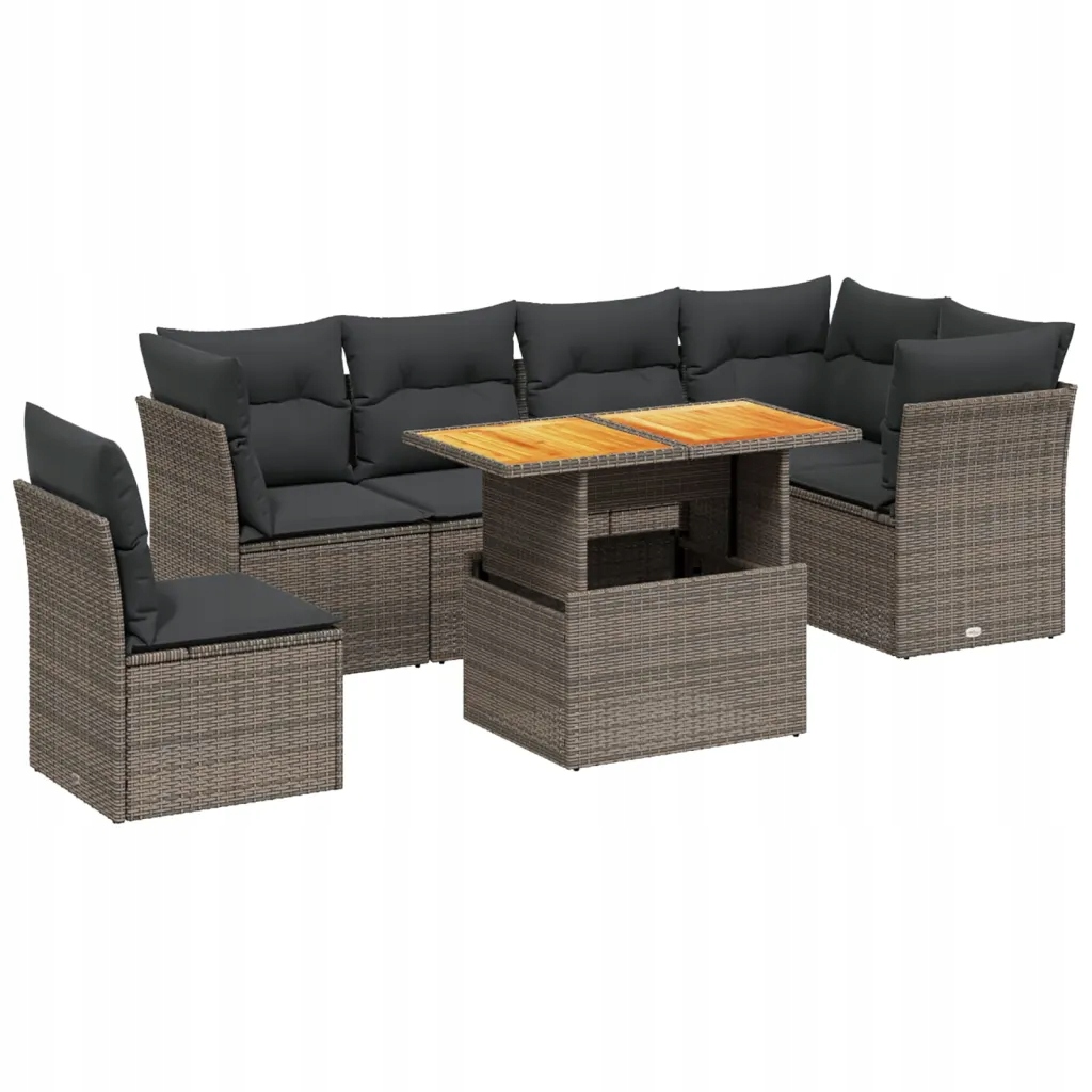 Set zahradního nábytku VidaXL technorattan vidaXL šedý 7 el.