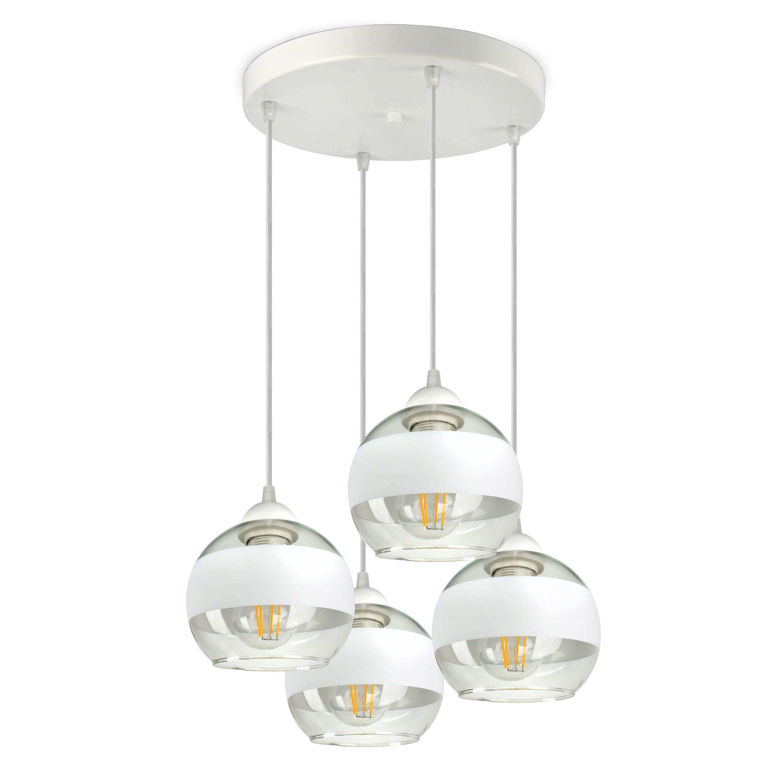 Závěsná stropní lampa Lustr Bílá Skleněné Koule Bílý Belt EZ4 Led E27