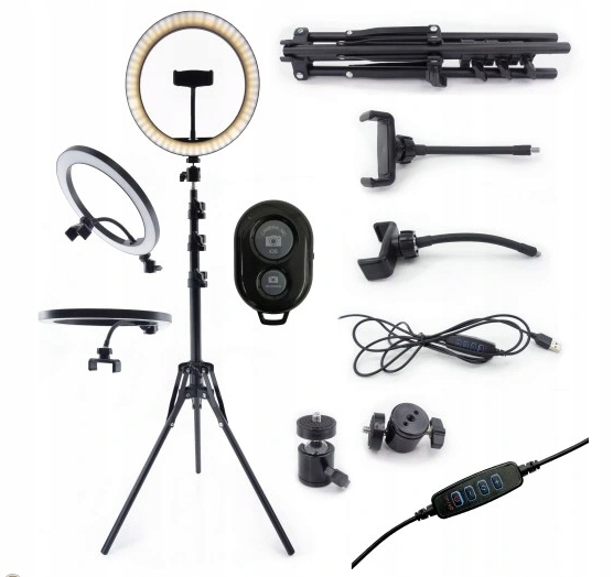 LAMPA PIERŚCIENIOWA LED 80W STATYW 2.20M RING 26CM TikTok, Makijaz, Youtube