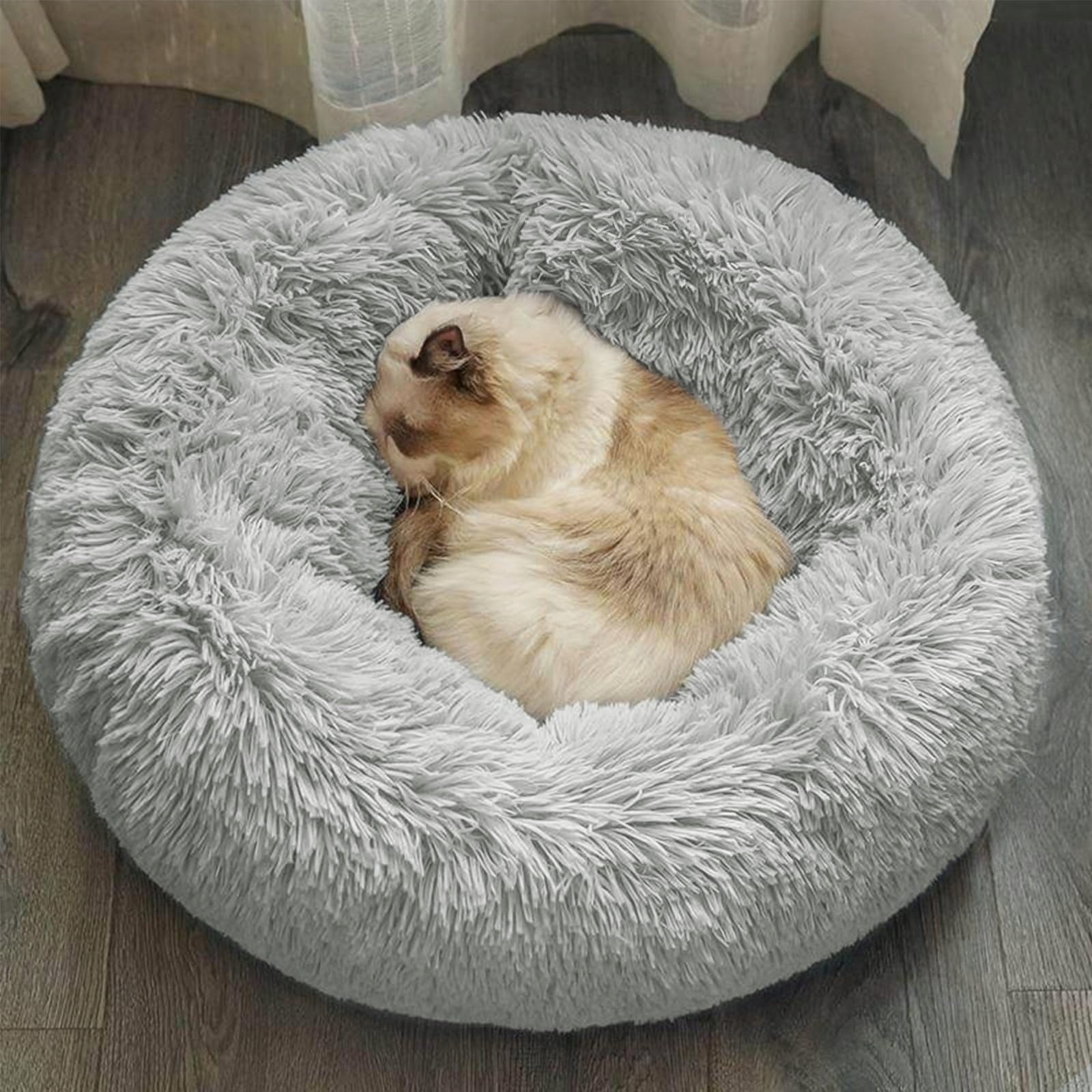 Levně pelíšek pro kočky Kulaté Světle Šedé Měkké z Fleecu 50 cm
