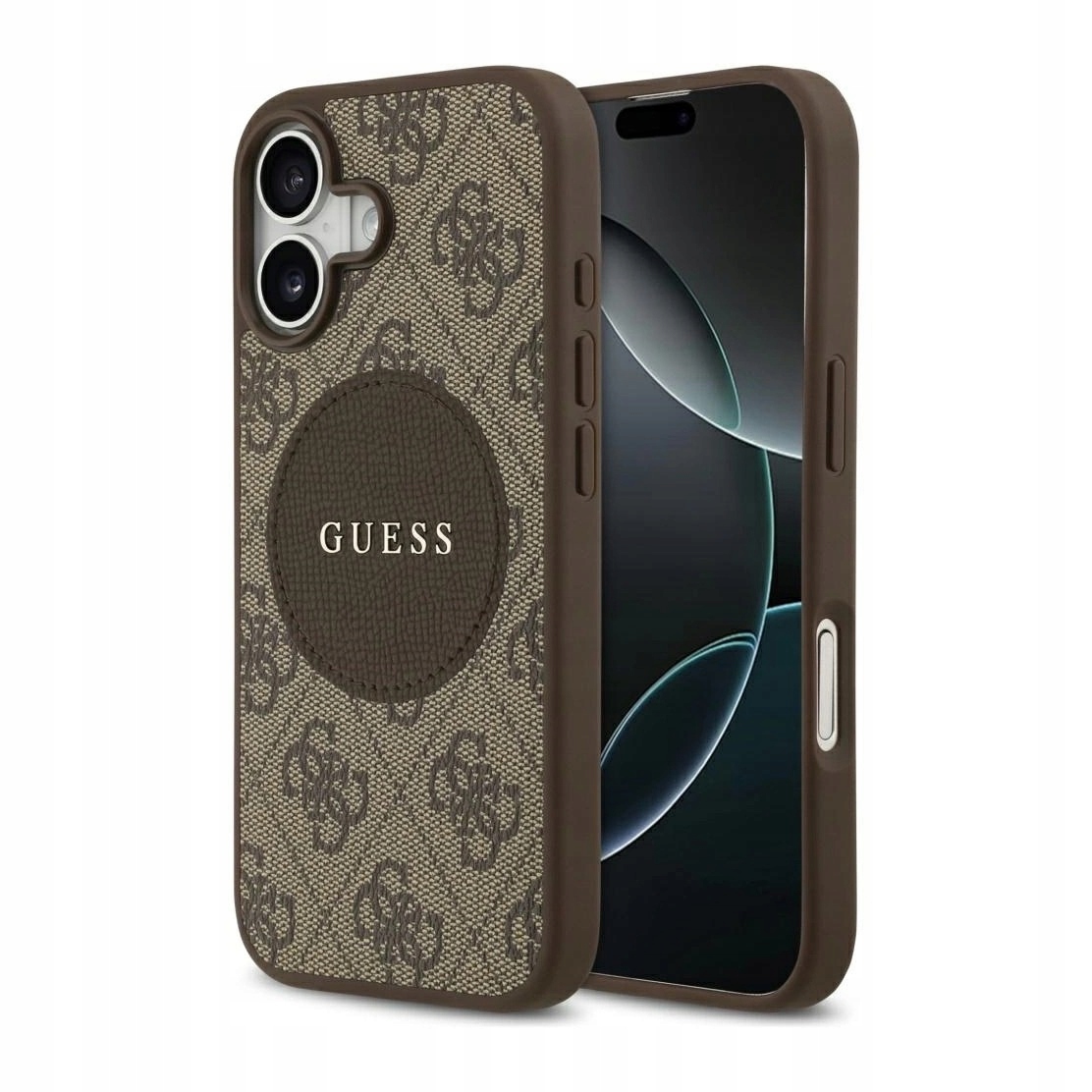 Pouzdro pro iPhone 17 Guess 4G Circle Classic Logo hnědé