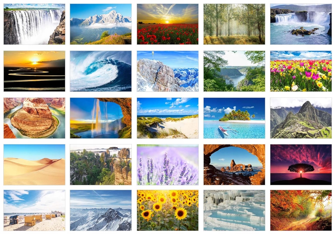 100 pohlednic s motivy krajiny a přírody, moře, hory, lesy, voda