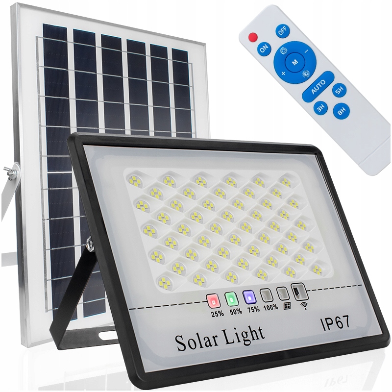Mocna Lampa Led Solarna Zewnętrzna Oddzielny Panel Solarny 5m 60W IP67