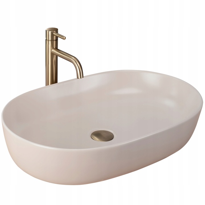 Oválna umývadlová doska béžová matná keramická Rea Cleo 61 Beige Matt