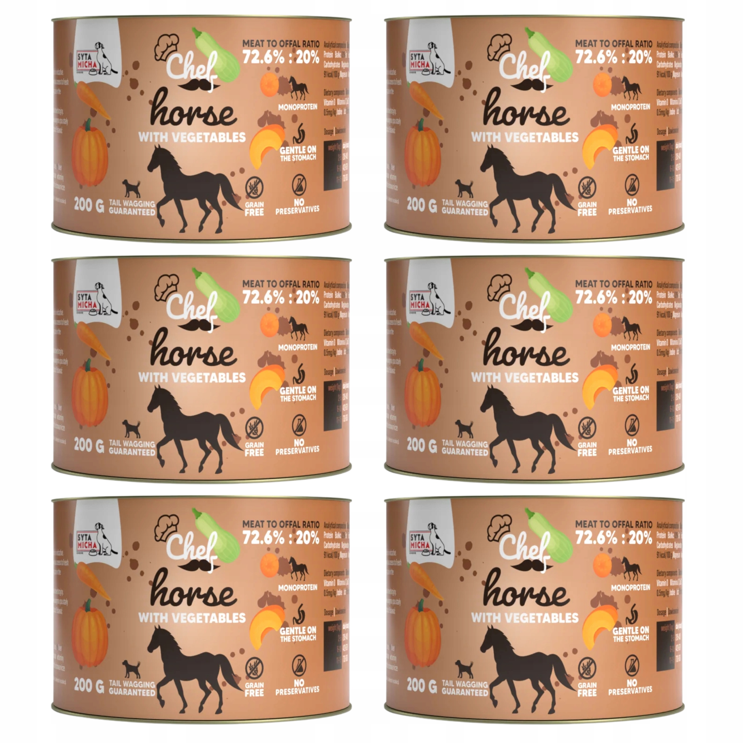 Levně Syta Micha Chef krmivo pro psy a koně se zeleninou 6 x 200 g