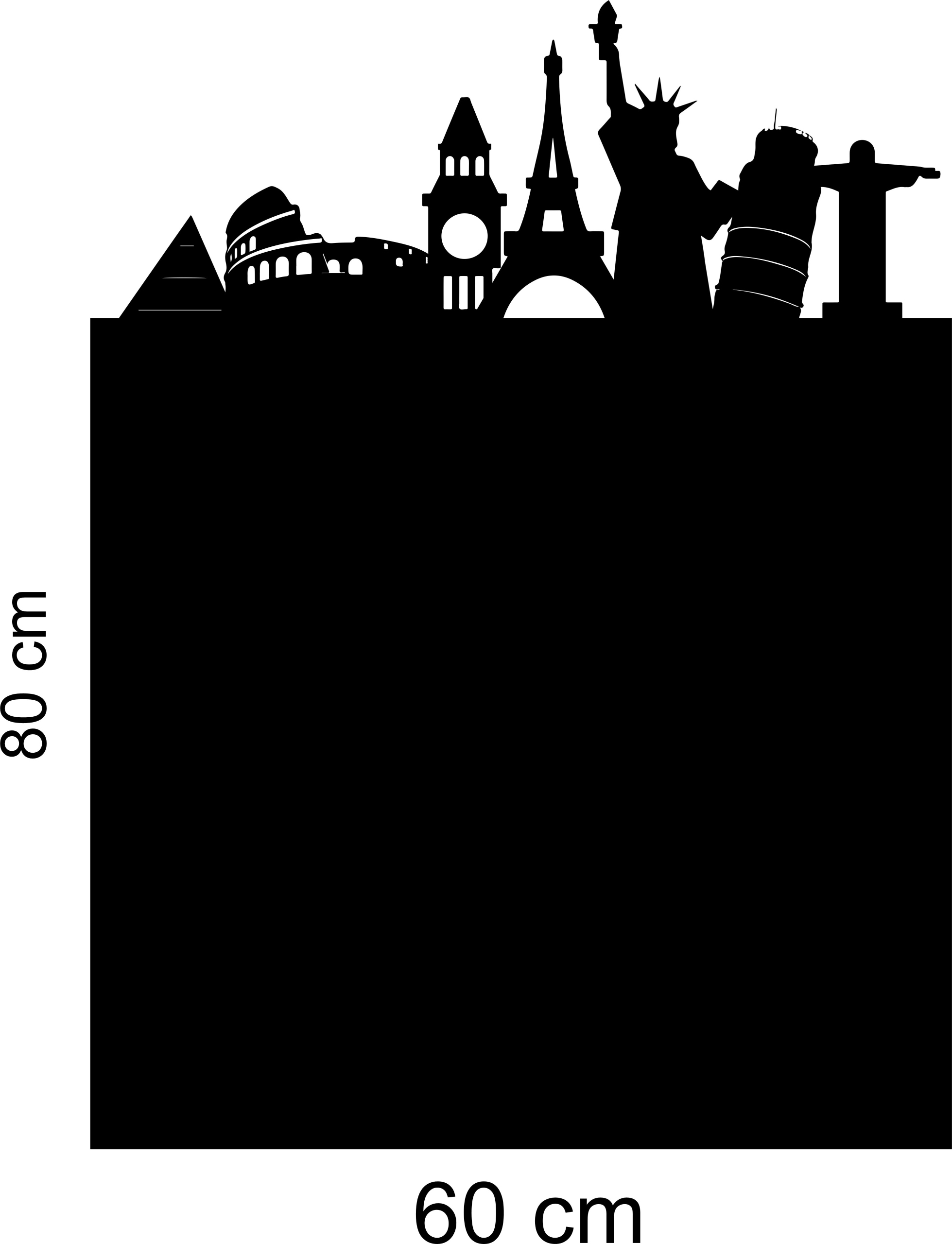 na magnety Metal tabuľa plech obdĺžnik paríž pamiatky svet rozmer 80 cm