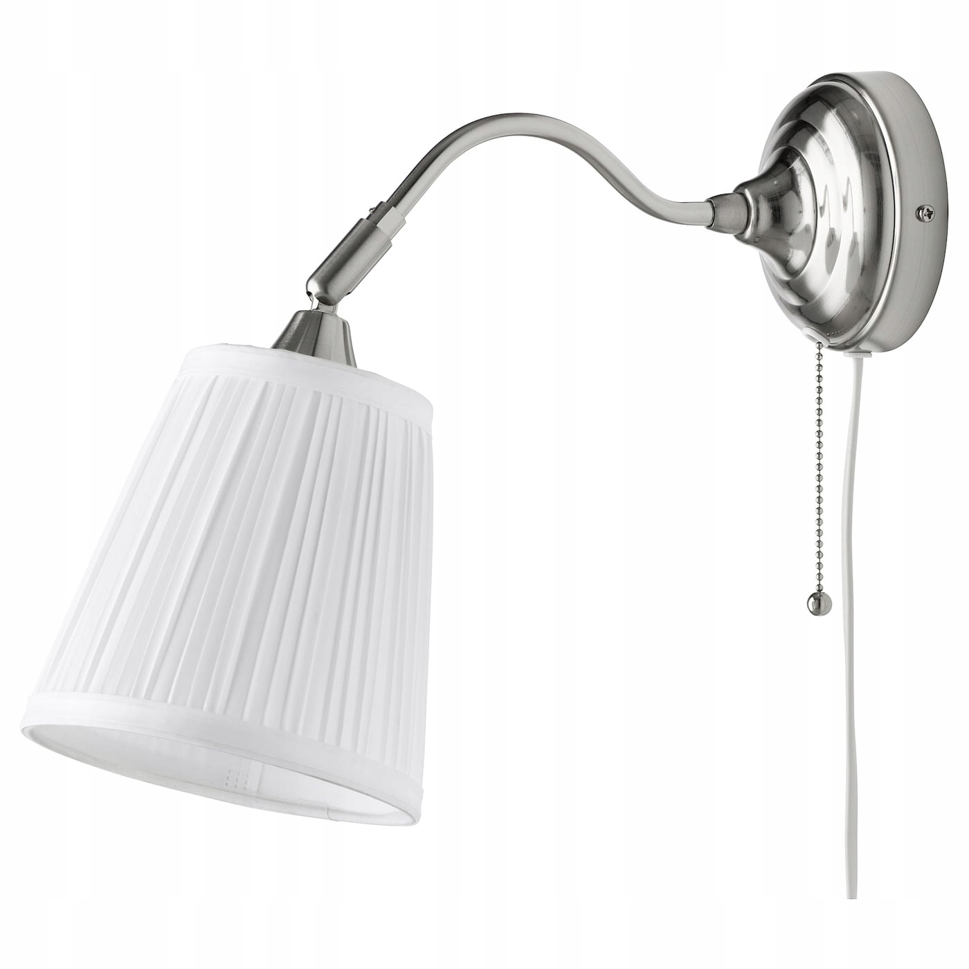 Nástěnná lampa Årstid niklovaná, bílá, nastavitelné stínítko
