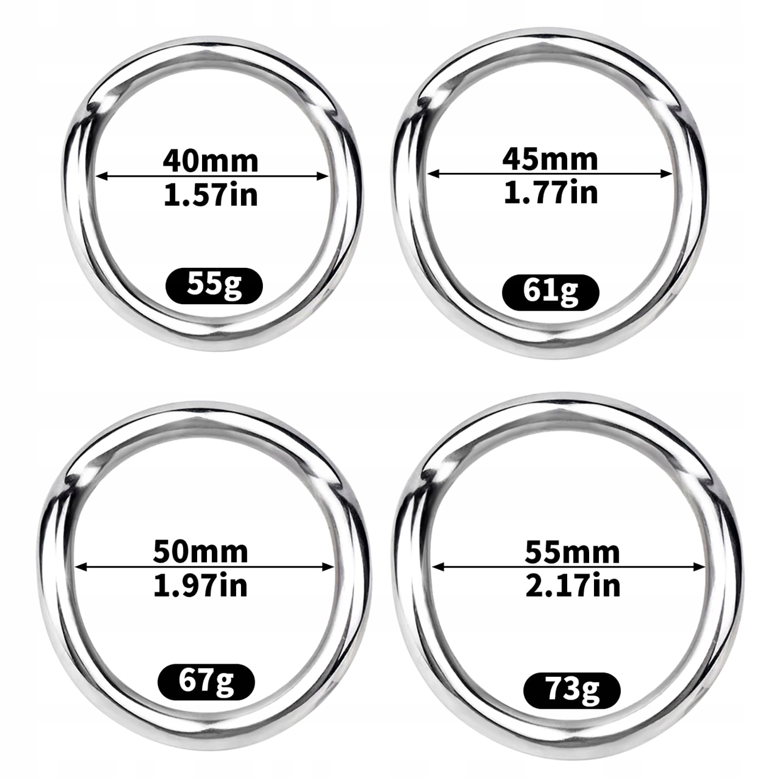 METALL Pierścień Na Penisa Dla Mężczyzn Zabawka Erotyczna 50mm Srebrny — miniatura 2