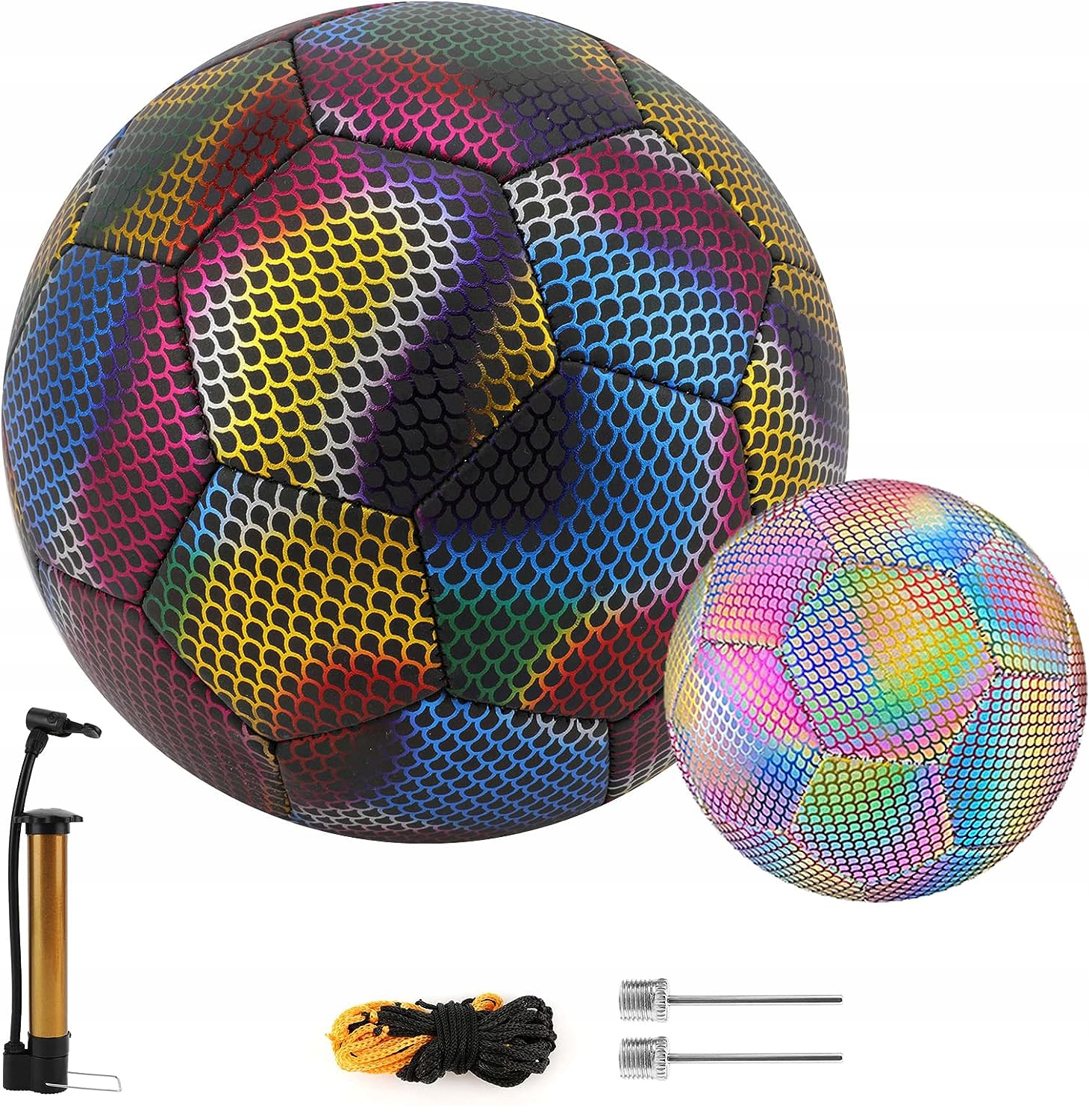 HOLOGRAFICZNA ODBLASKOWA PIŁKA NOŻNA 21.5 CM Rozmiar 5