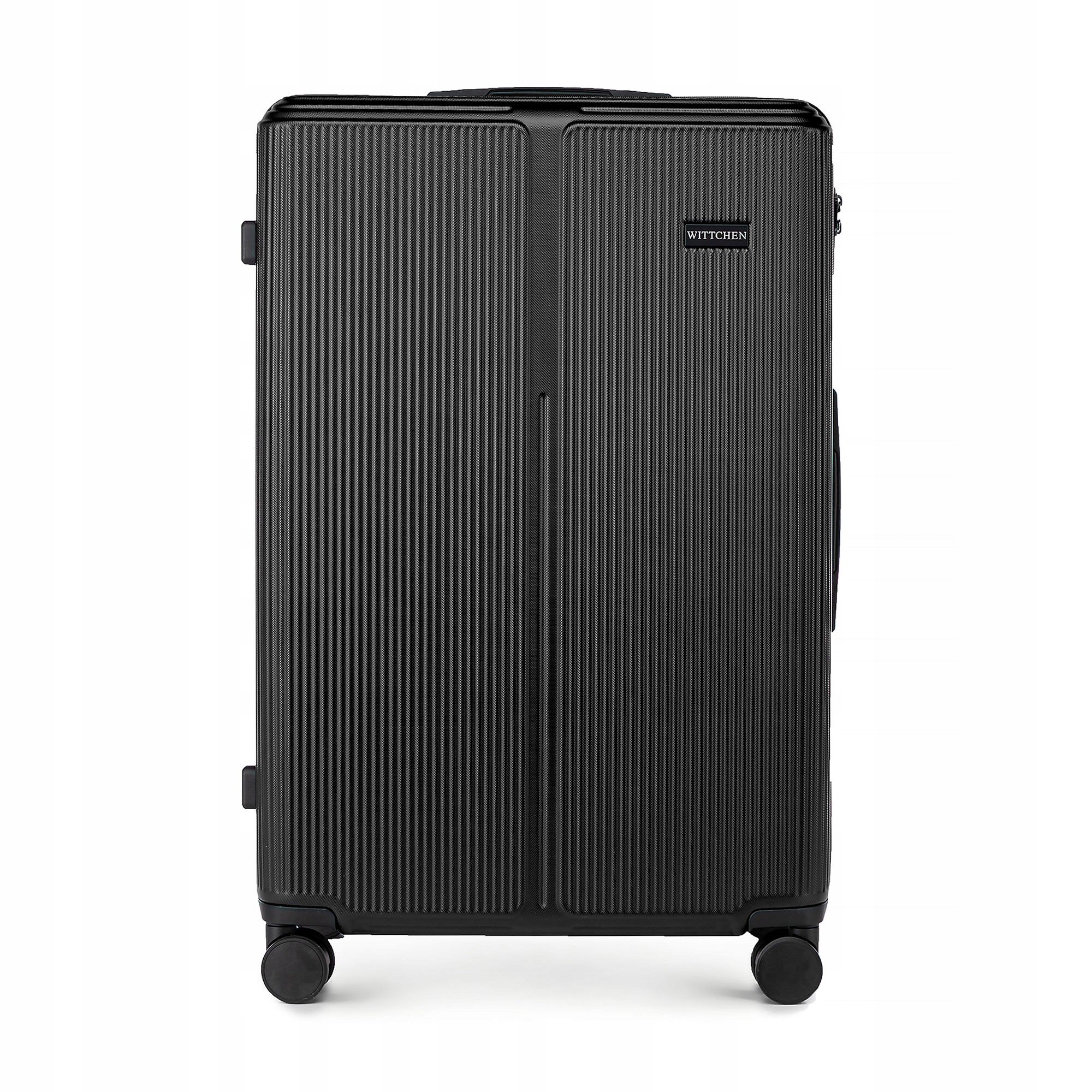 Wittchen duża walizka 56-3A-603-10 z ABS-u w drobne paski czarna 96L