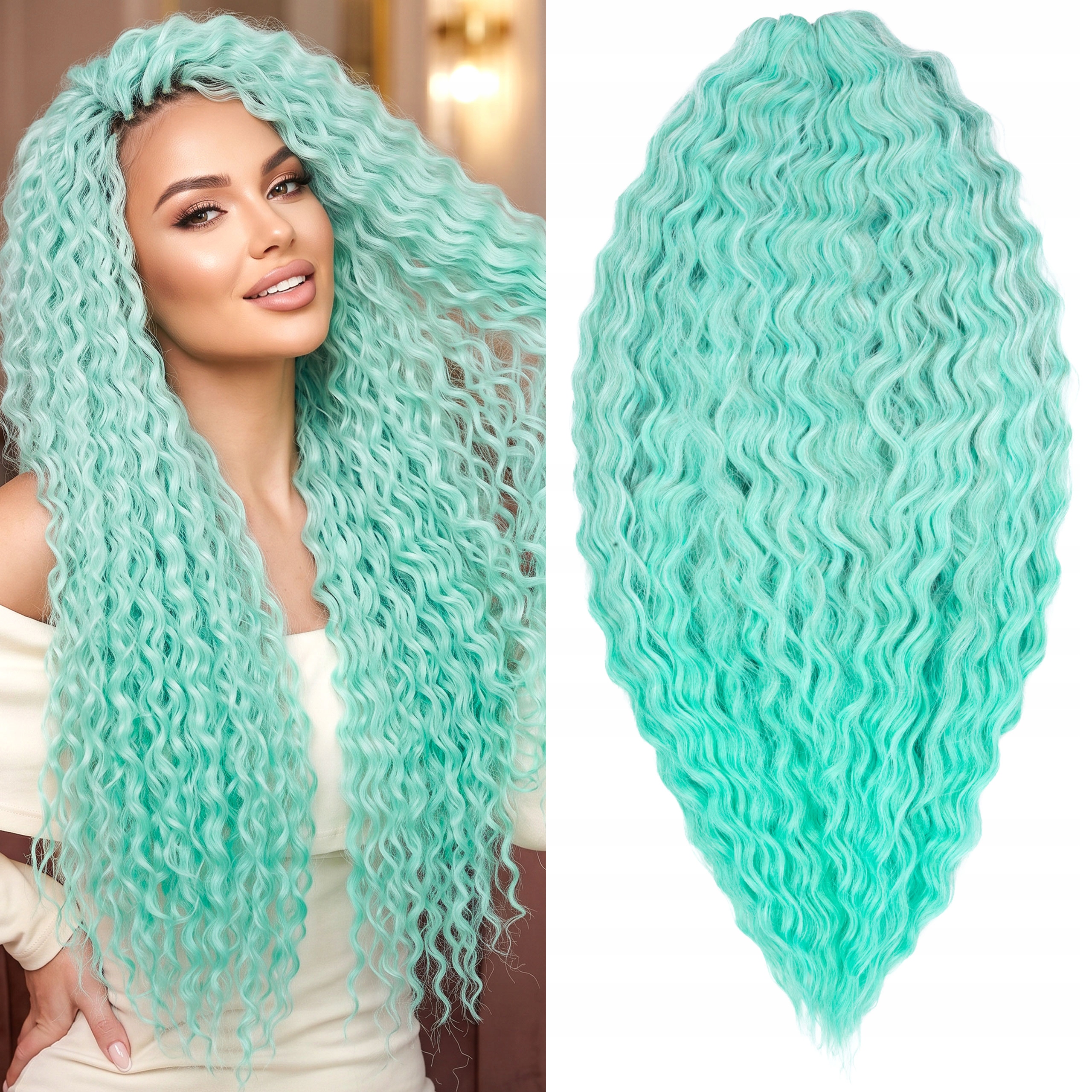 Syntetické umělé vlasy Afroloki Ariel Premium 55 cm 300 g tyrkysové ombre