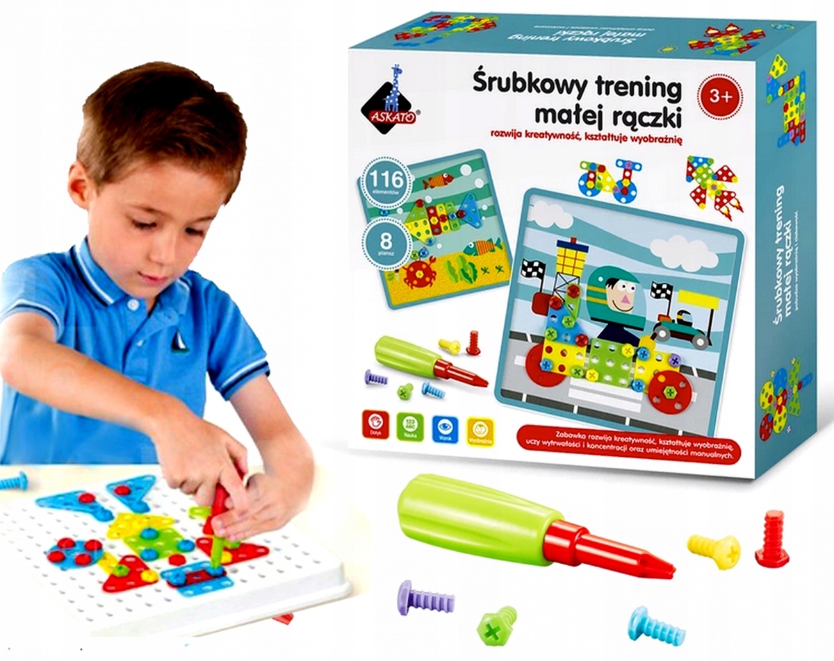 UKŁADANKA PRZYKRĘCANA ŚRUBKOWY TRENING RĄCZKI Bohater brak