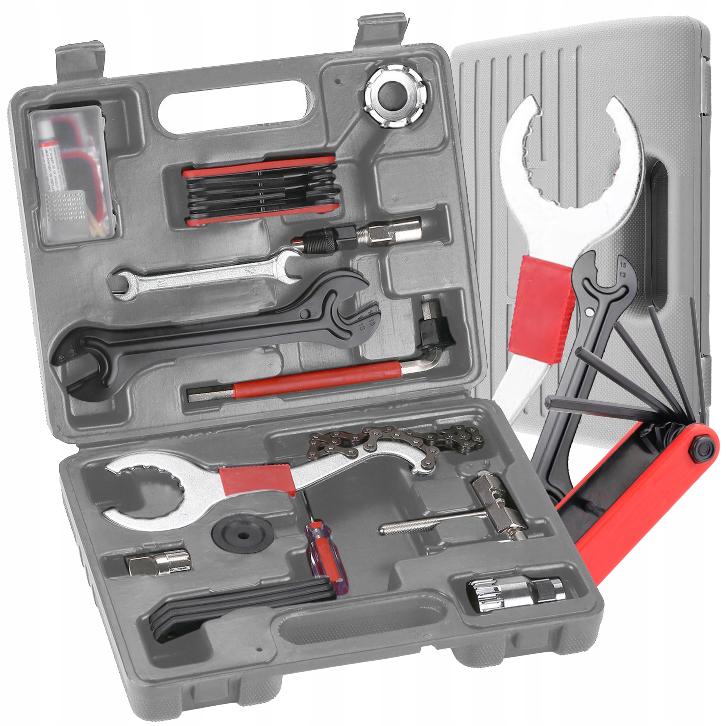 Zestaw Narzędzi Rowerowych Klucze Korba Do Roweru 17 W 1 Walizka