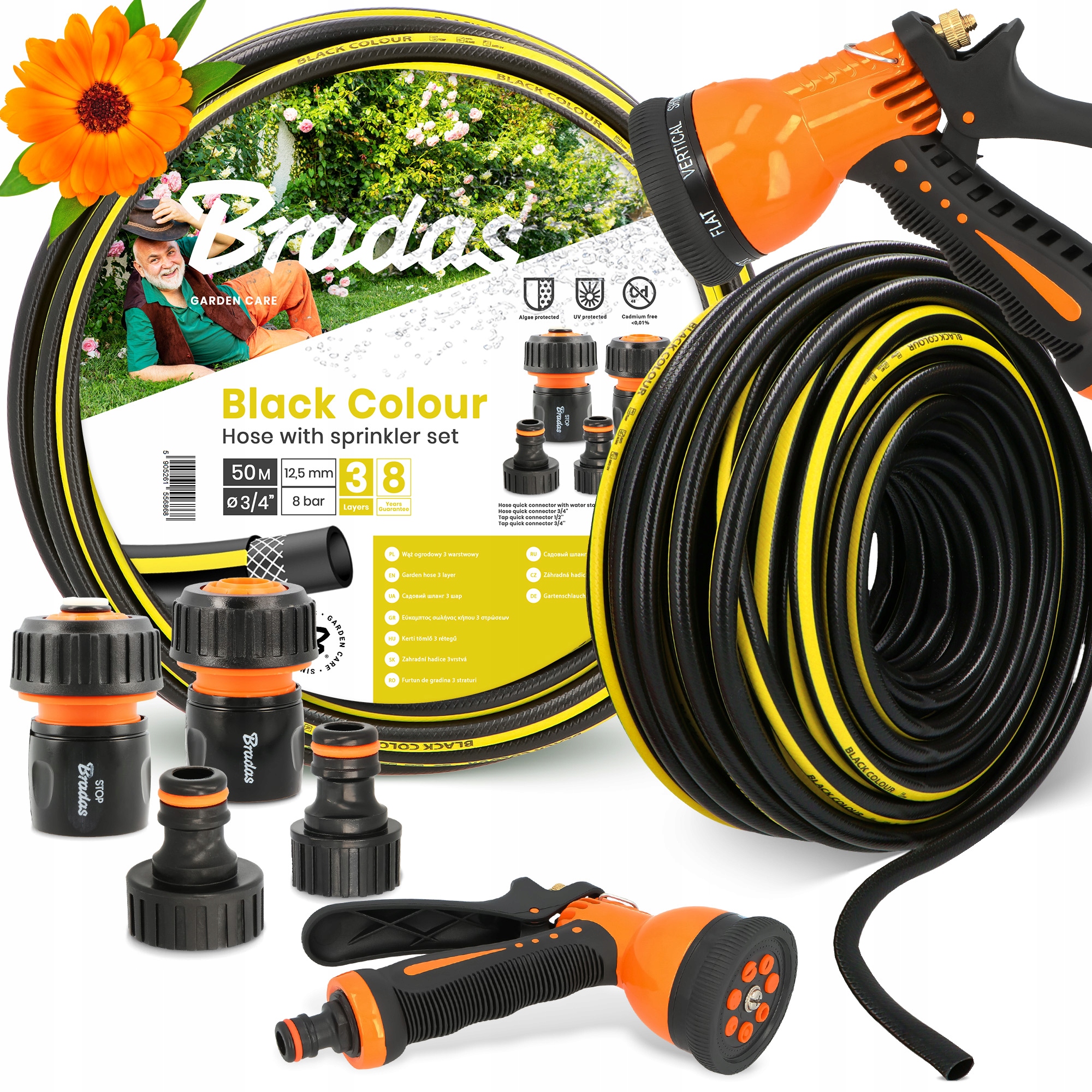 Záhradná Hadica 3/4 Vody Navíjacia Pružná 50 m Šlauf 3-VRSTVOVÁ Zalievacia Yo