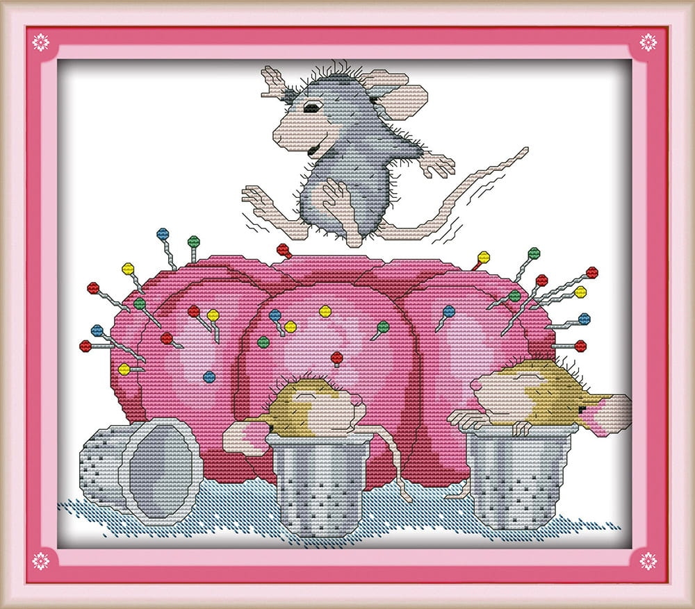 Kanva s potiskem vyšívací sada (kanva,mulina,jehla)