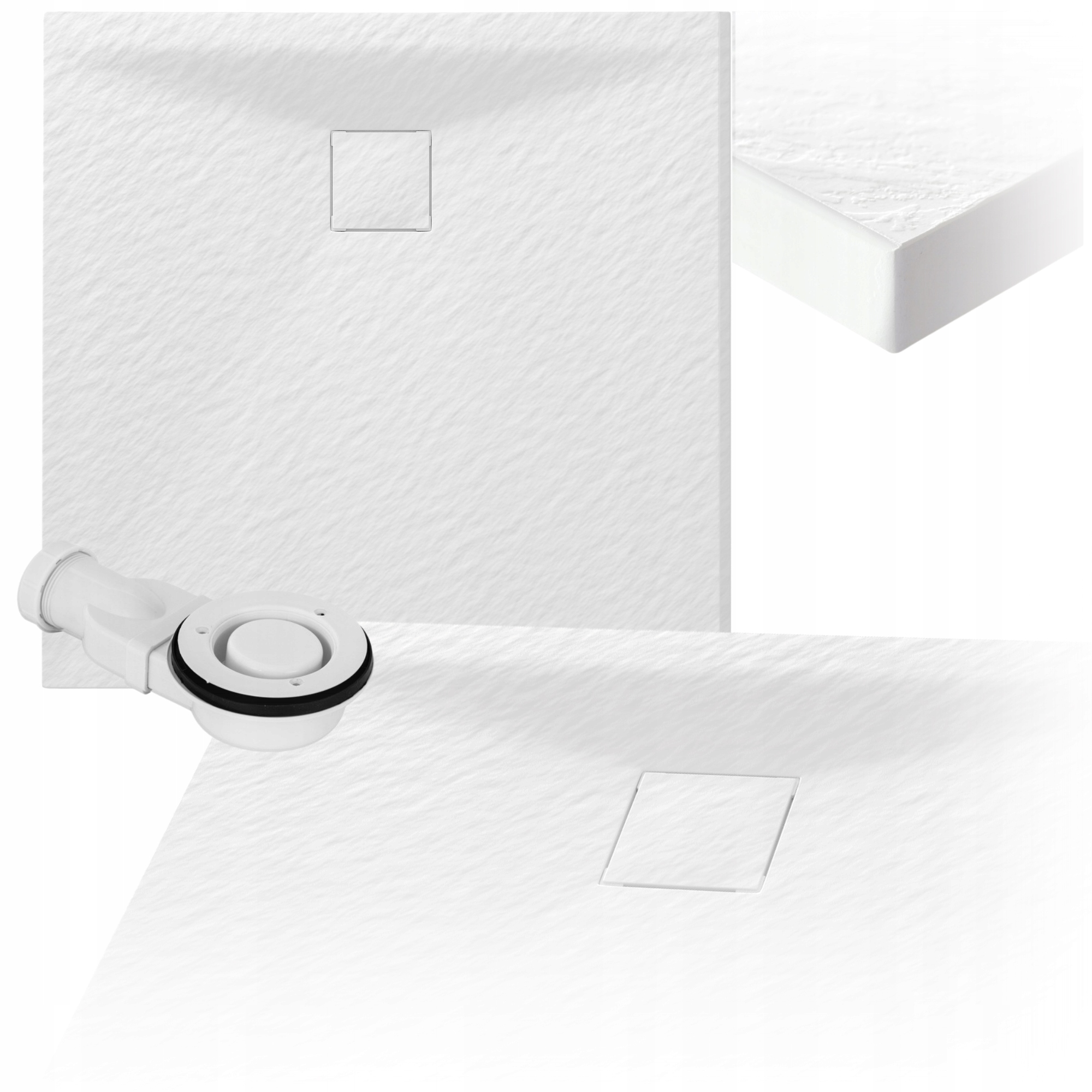 Sprchová vanička Struktura kamene čtvercová 90x90 cm Bílá Teja