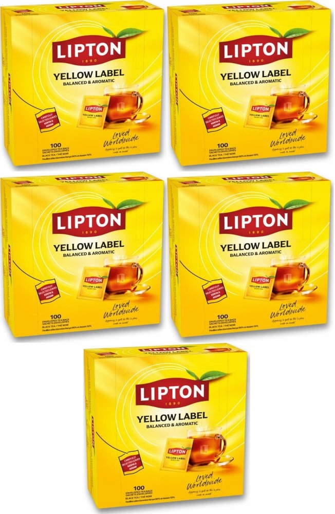 Herbata Lipton Yellow Label 100 kopert z zawieszką x5