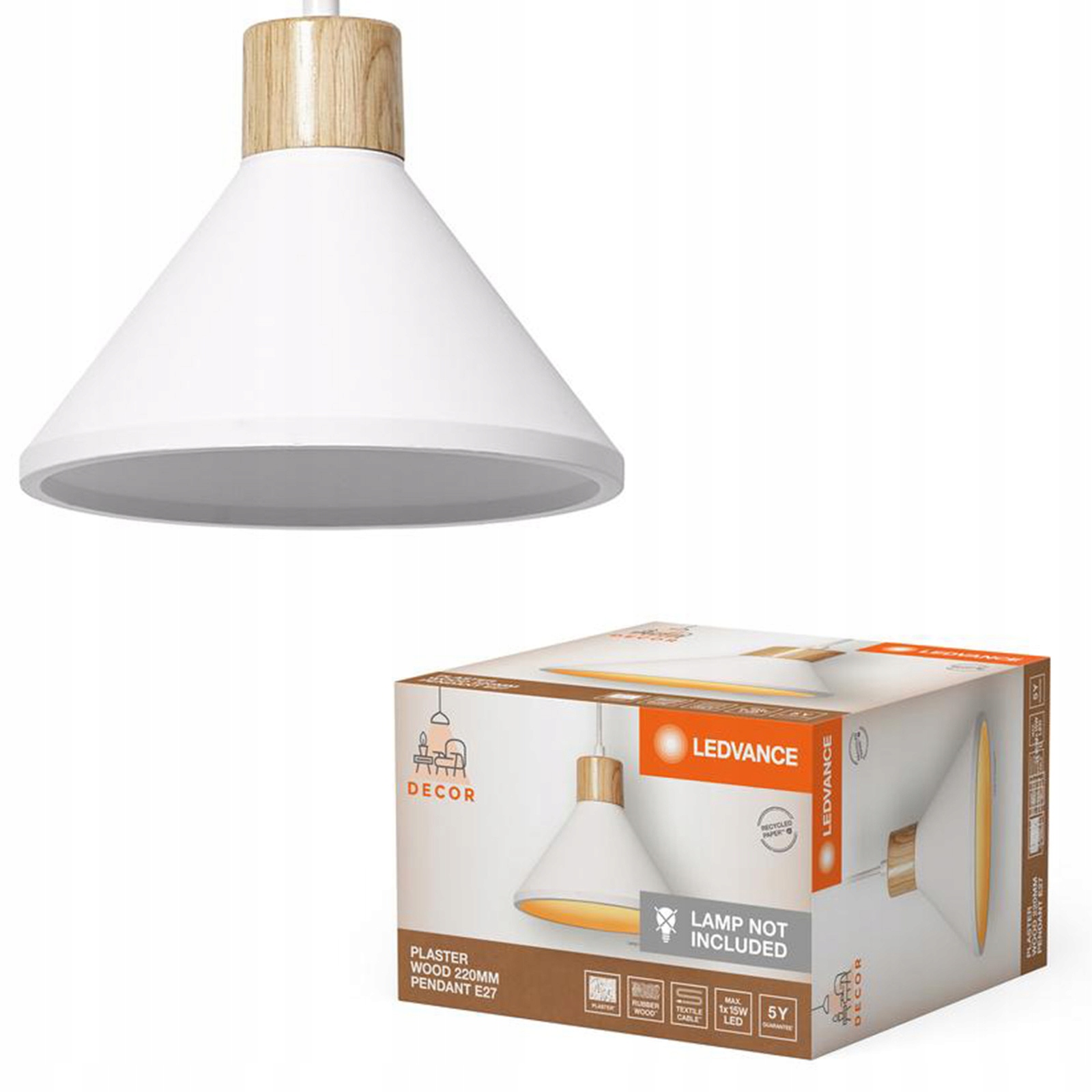 Závěsné Stropní Svítidlo Dekorativní E27 Převis Bílý Hnědý Decor Ledvance