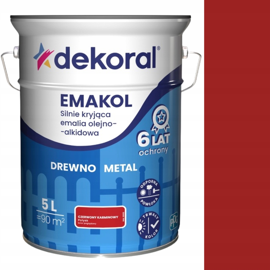 Dekoral Smalt Emakol Strong 5 L Červený Karmínový Lesk
