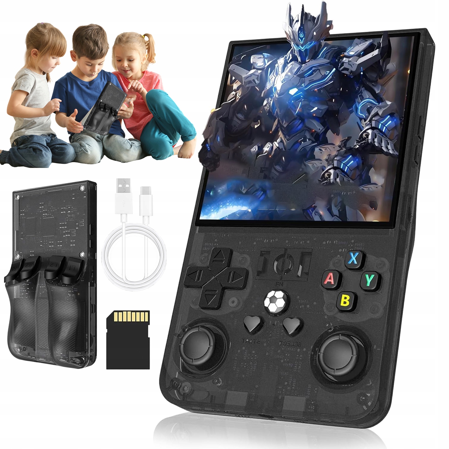 Konsola Do Gier Przenośna Retro Z Kartą Pamięci 64GB Ekranem 4 Cale Czarna