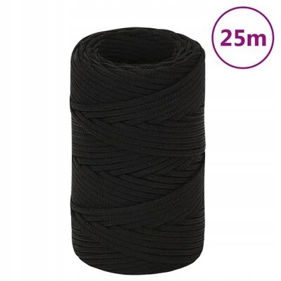 Linka robocza, czarna, 2 mm, 25 m, poliester