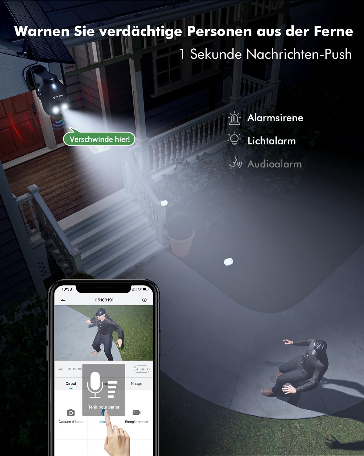 YESYAMO Kamera Zewnętrzna 2K 355°/90° Pan Tilt WLAN Farbnachtsicht — miniatura 6