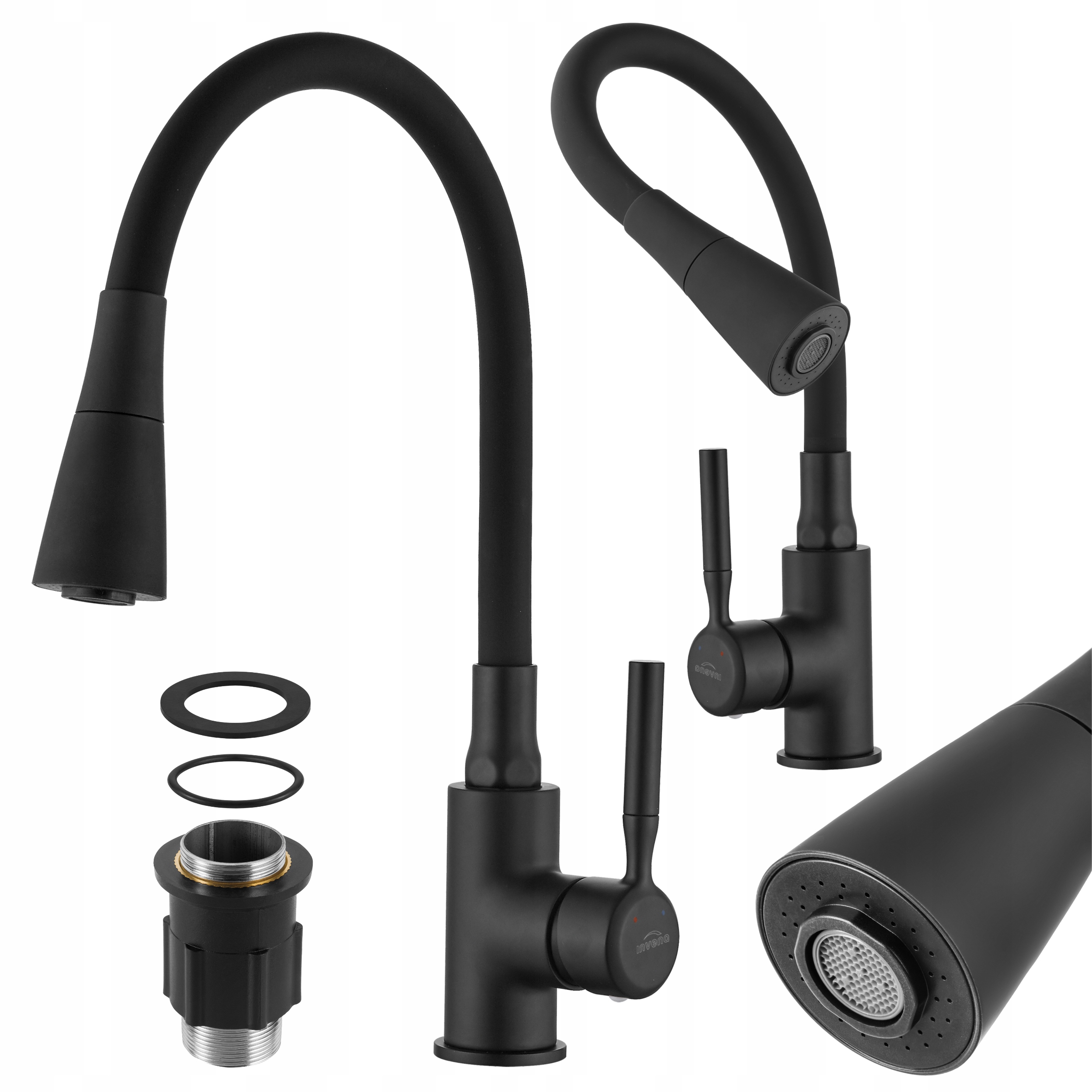 Kuchyňská Dřezová Stojánková Baterie Černý Kohoutek Flexibilní Ramínko