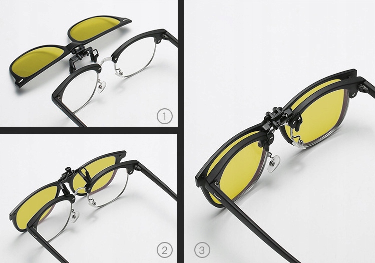 NAKŁADKI PRZECIWSŁONECZNE UCHYLNE NA OKULARY Kolor żółty