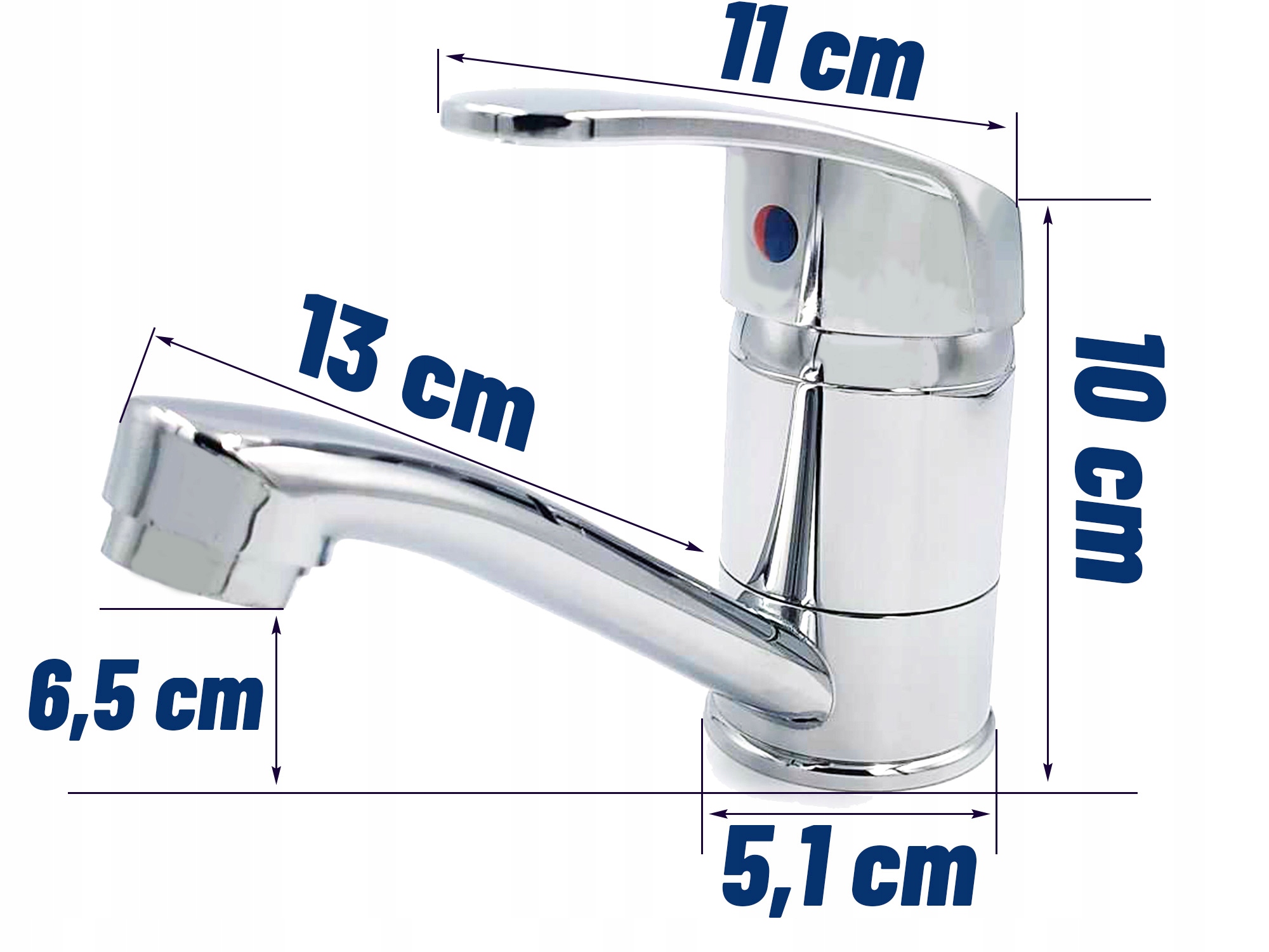 BATERIA UMYWALKOWA ŁAZIENKOWA STOJĄCA KRAN DO UMYWALKI NISKA WYLEWKA CHROM Marka Unitec